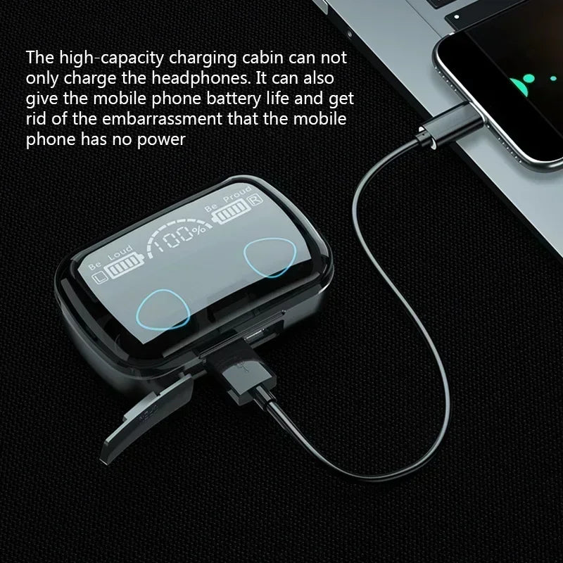 Earphones Handfree Bluetooth LED Dispay Headphones Bluetooth HiFi Stereo Music Wireless Earbuds Waterproof Gaming Headset