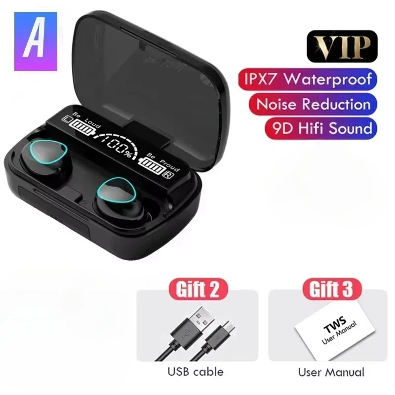 M10 Bluetooth Earphones Handfree LED Dispay Headphones Bluetooth HiFi Stereo Music Wireless Earbuds Waterproof Gaming Headset