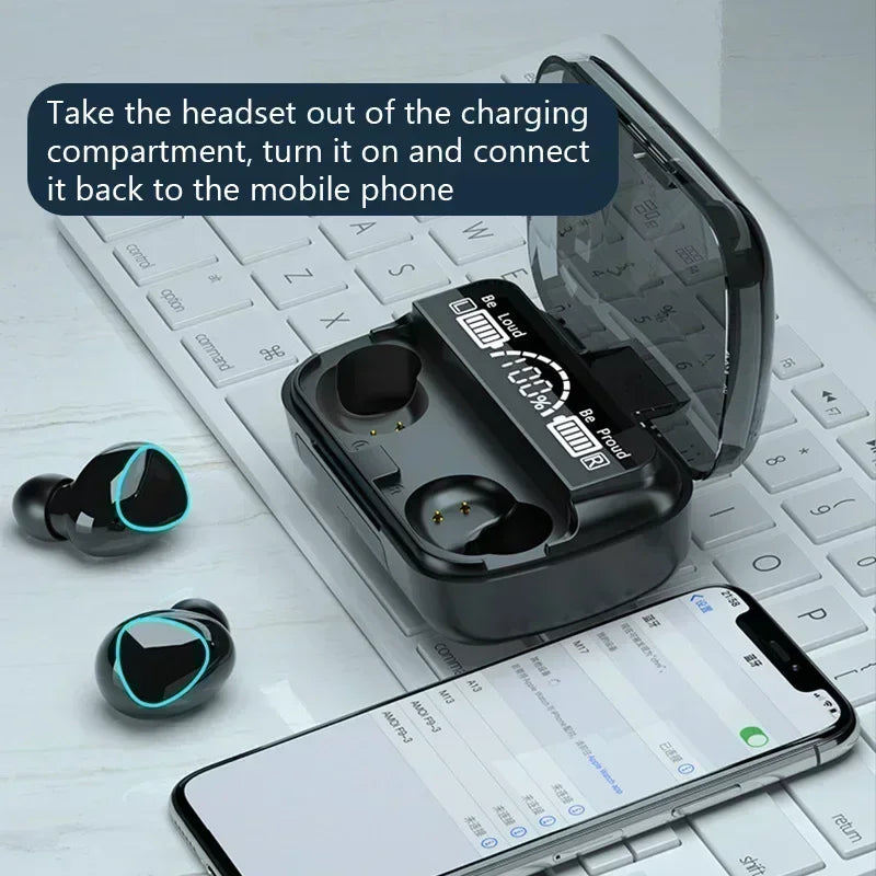 Earphones Handfree Bluetooth LED Dispay Headphones Bluetooth HiFi Stereo Music Wireless Earbuds Waterproof Gaming Headset