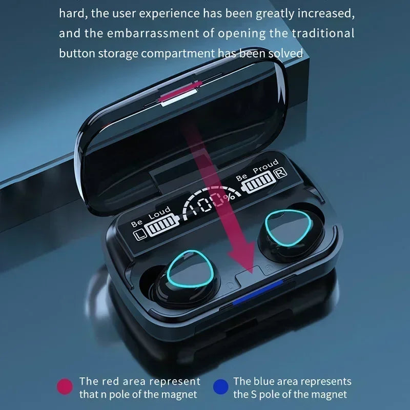 Earphones Handfree Bluetooth LED Dispay Headphones Bluetooth HiFi Stereo Music Wireless Earbuds Waterproof Gaming Headset