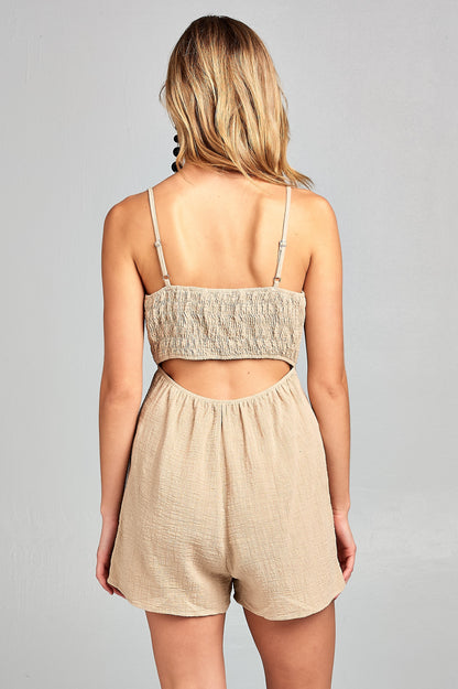 Women's Front Tie Tank Romper with Open back