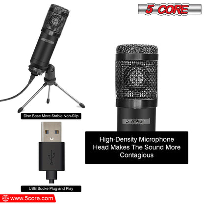 5Core Recording Microphone Podcast Bundle Professional Condenser