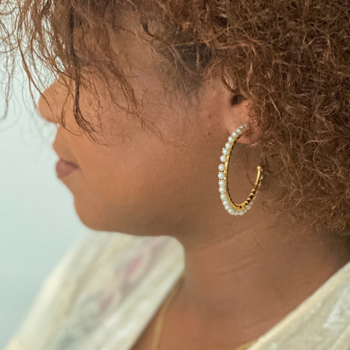 Precious Pearl Bead Hoop Earrings