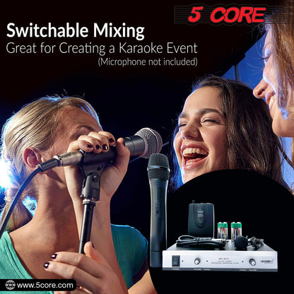 5Core Wireless Microphone VHF Handheld Microfono Inalambrico & 1