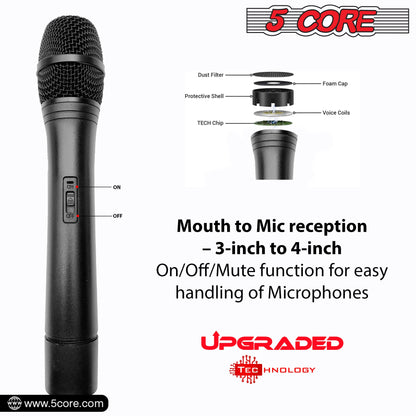 5Core Wireless Microphone VHF Handheld Microfono Inalambrico & 1