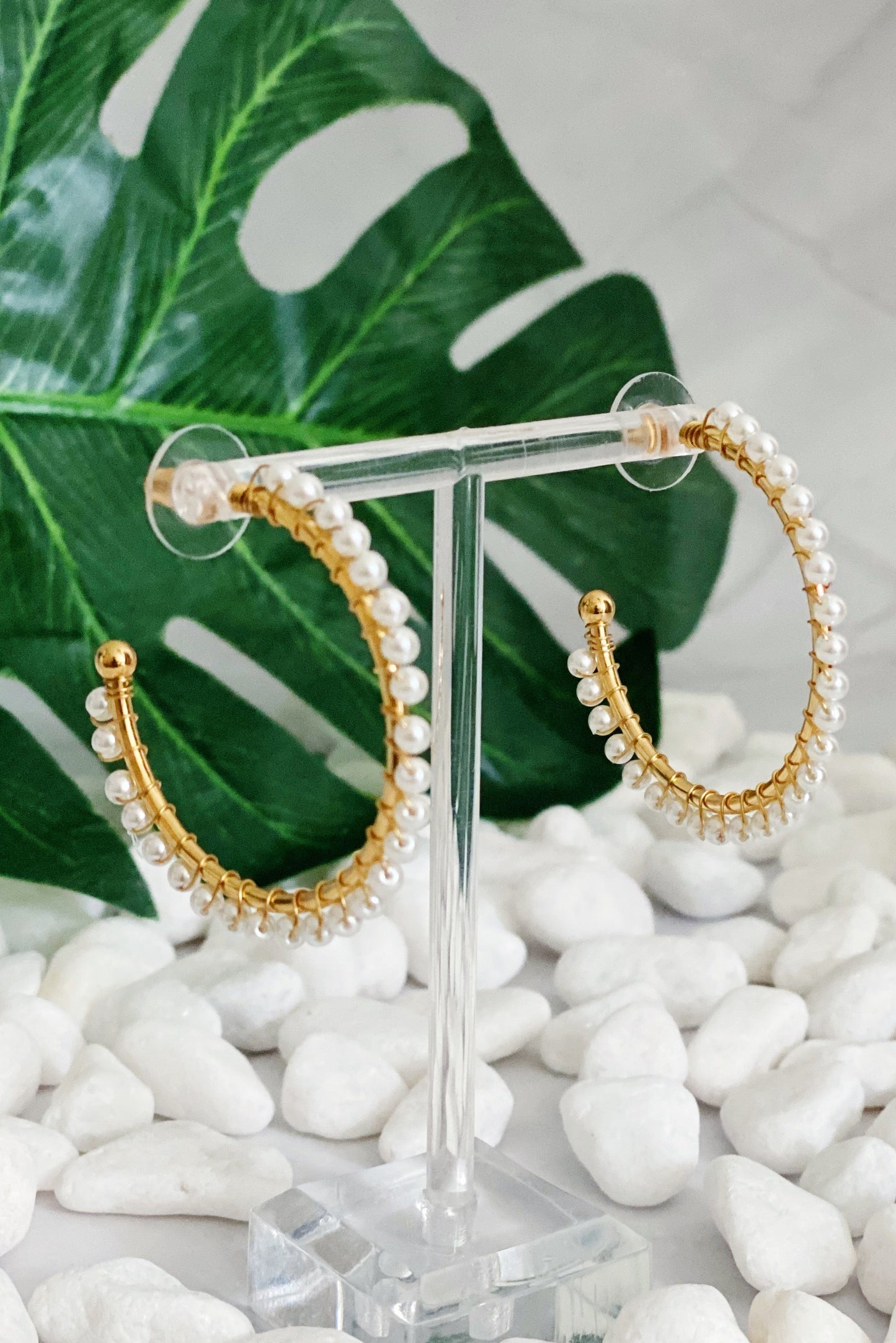 Precious Pearl Bead Hoop Earrings