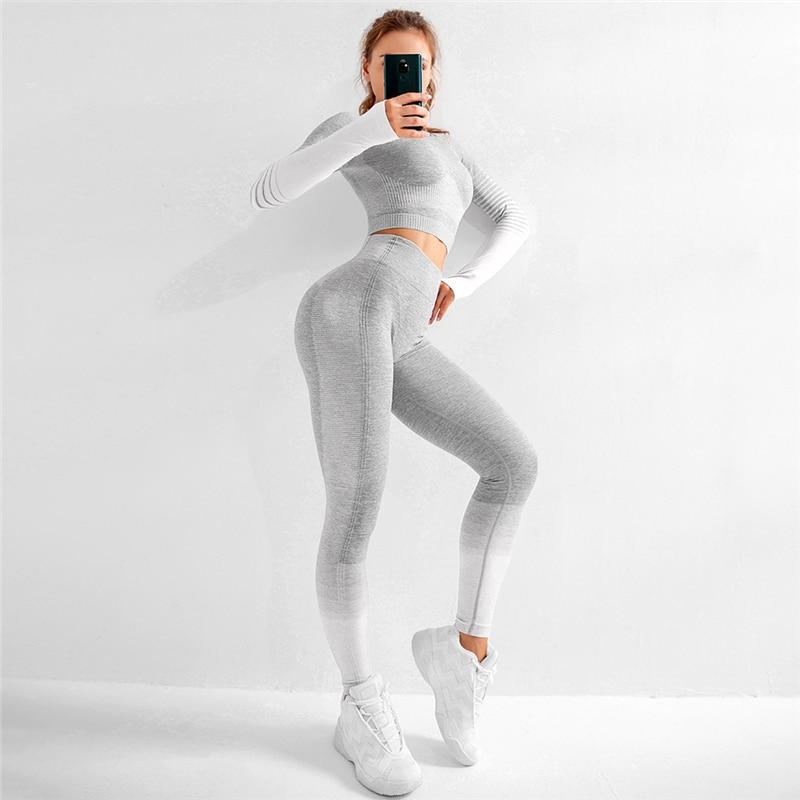 EP Sport Set Women Seamless Yoga Set Women Gym Clothes Long Sleeve