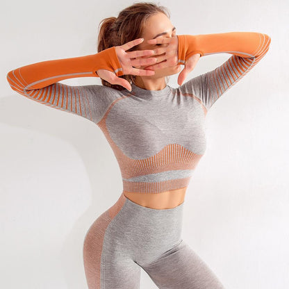 EP Sport Set Women Seamless Yoga Set Women Gym Clothes Long Sleeve