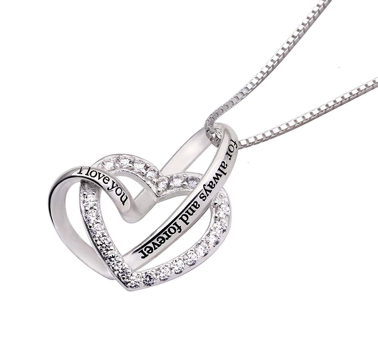 Mother's Day Gift "I Love you for Always & Forever" White Pav'e Neckla