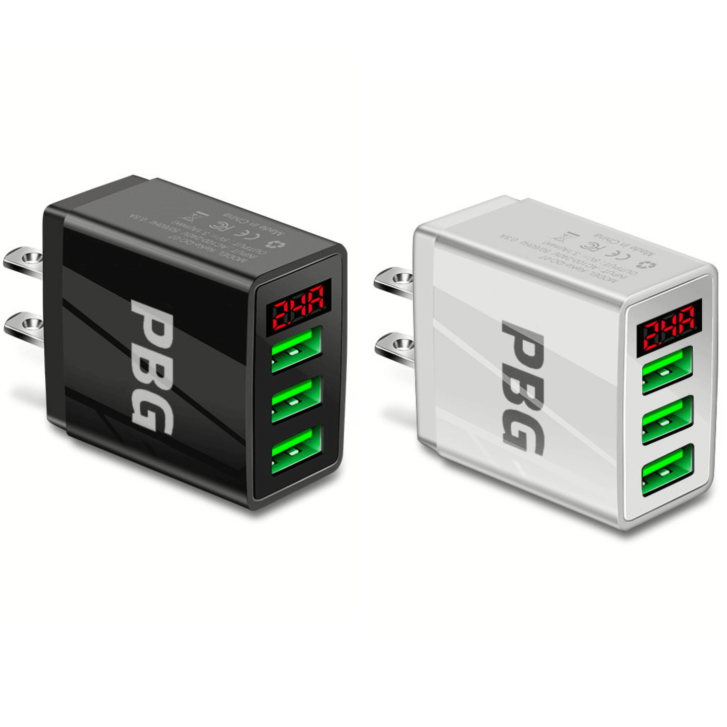 PBG 3 Port Wall Charger with LED Voltage Display Charge 3 Devices at