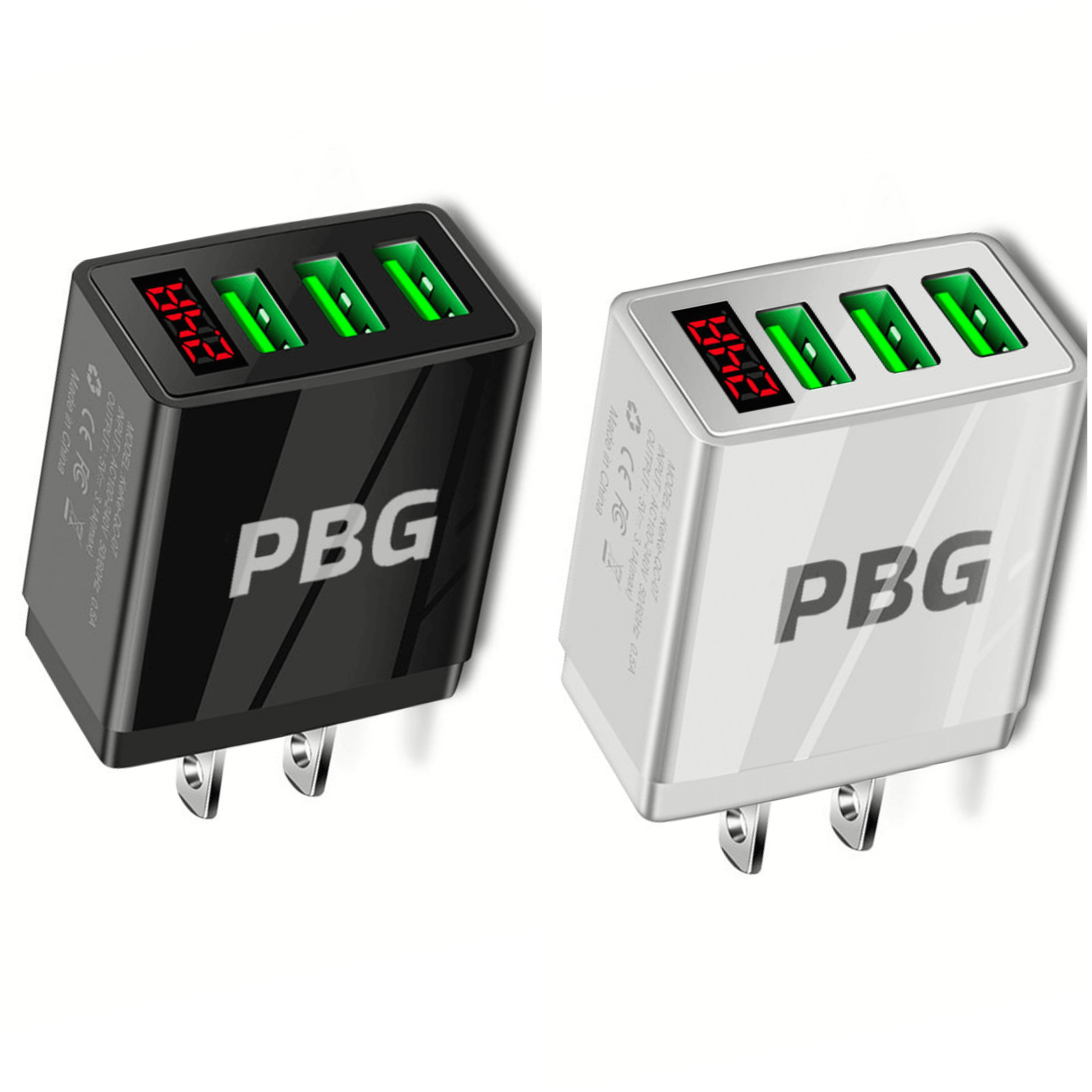 PBG 3 Port Wall Charger with LED Voltage Display Charge 3 Devices at