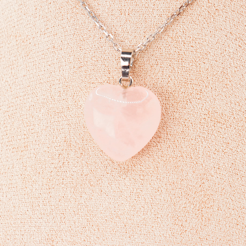 Pendentif | Coeur en Quartz Rose