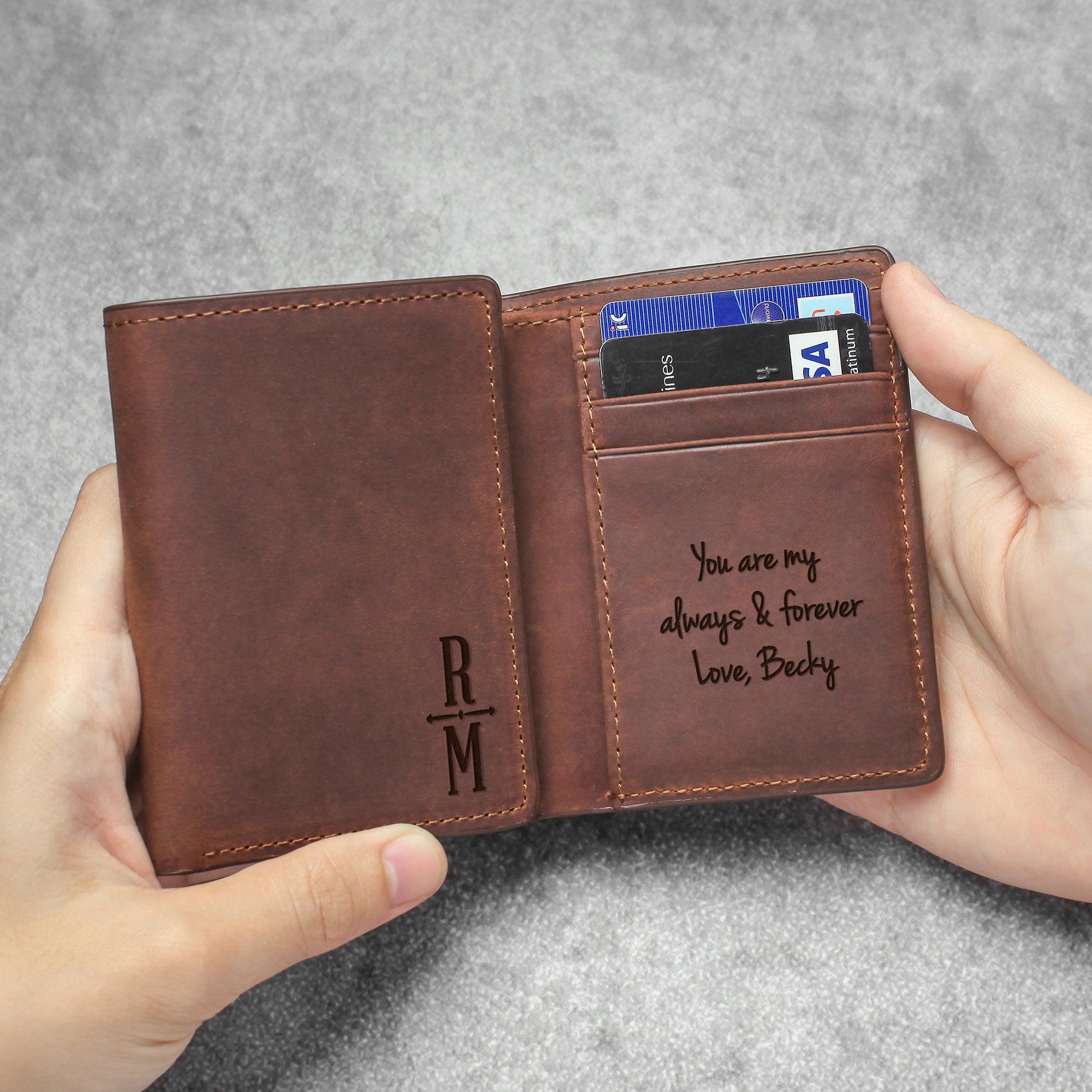 Trifold Mens Wallet, Anniversary Gift for Him, Custom Leather Wallet