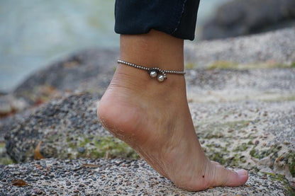 Black Silver Bell Boho Anklet