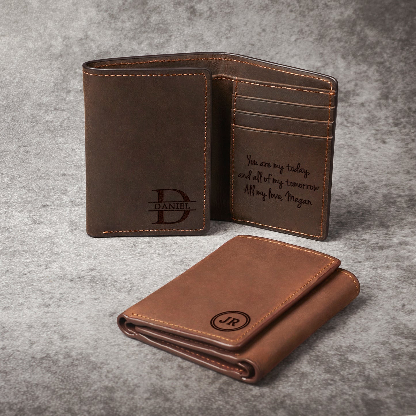 Trifold Mens Wallet, Anniversary Gift for Him, Custom Leather Wallet