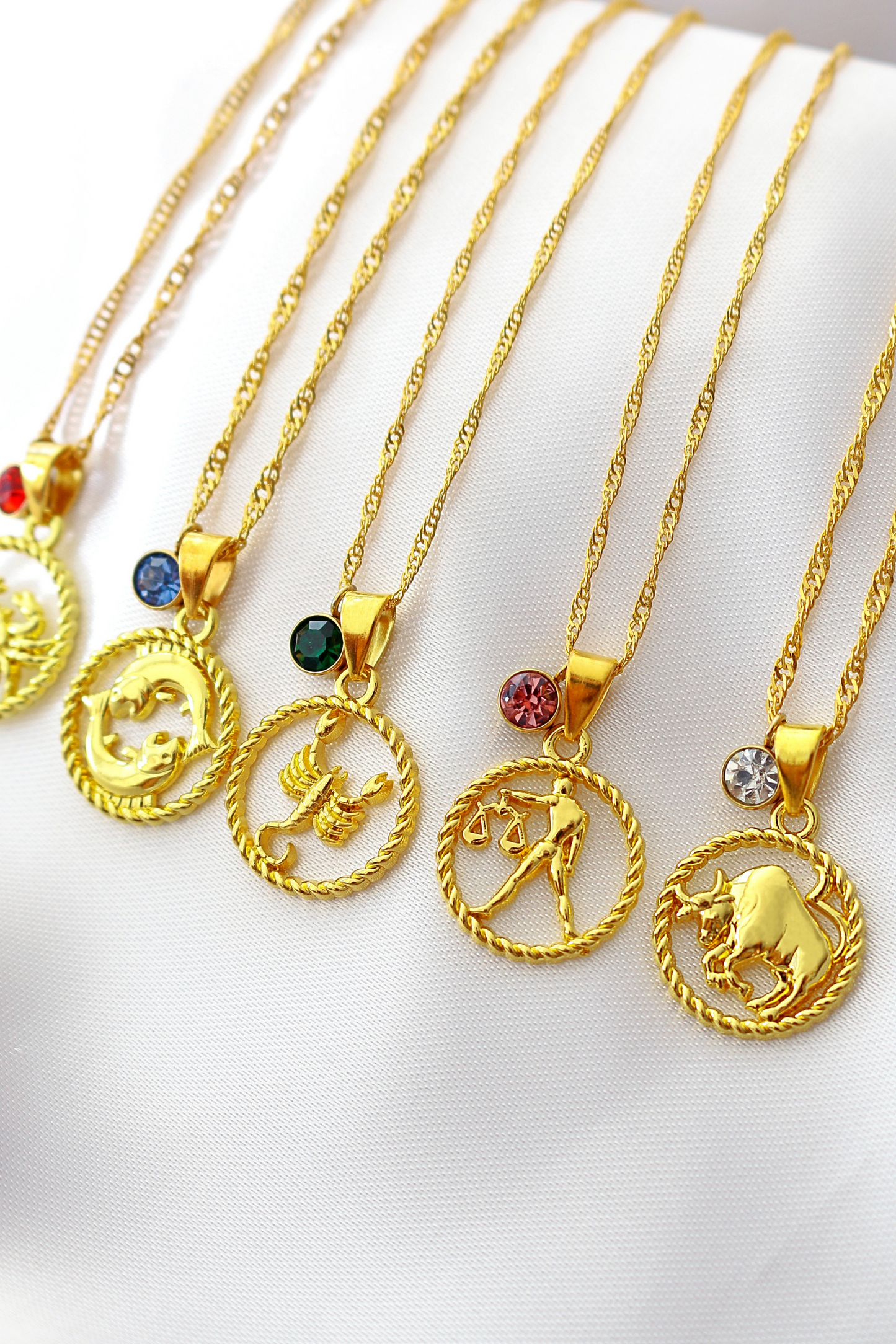 18K Zodiac Sign and Birthstone Necklace