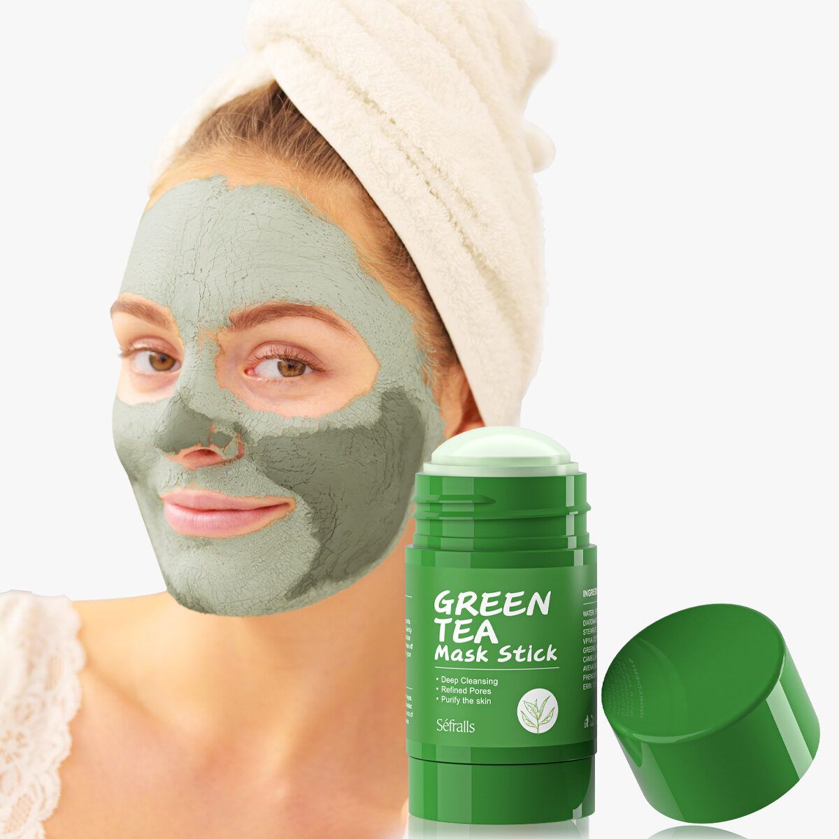 7 Pcs Green Tea Mask Stick for Face,10 Minutes Blackhead Remover with