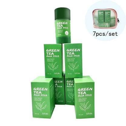 7 Pcs Green Tea Mask Stick for Face,10 Minutes Blackhead Remover with