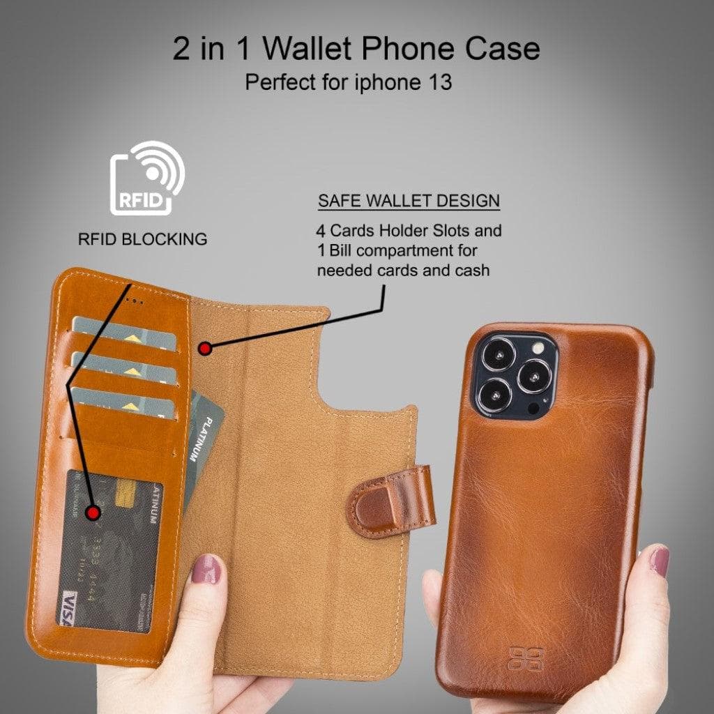 Full Leather Coating Detachable Wallet Case for Apple iPhone 13 Series