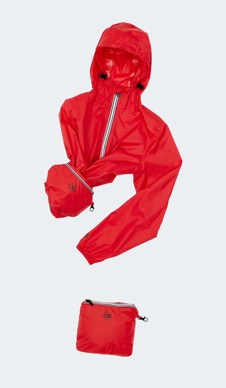 White Full Zip Packable Rain Jacket