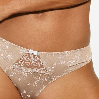 Floral Semi Sheer Thong Panty Sawren Frappe